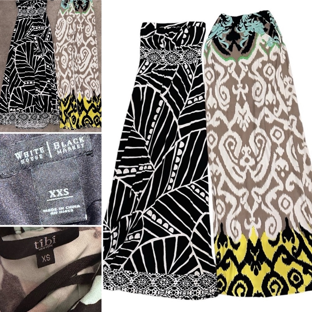 Tibi size XS and White House Black Market size XXS strapless maxi dresses.